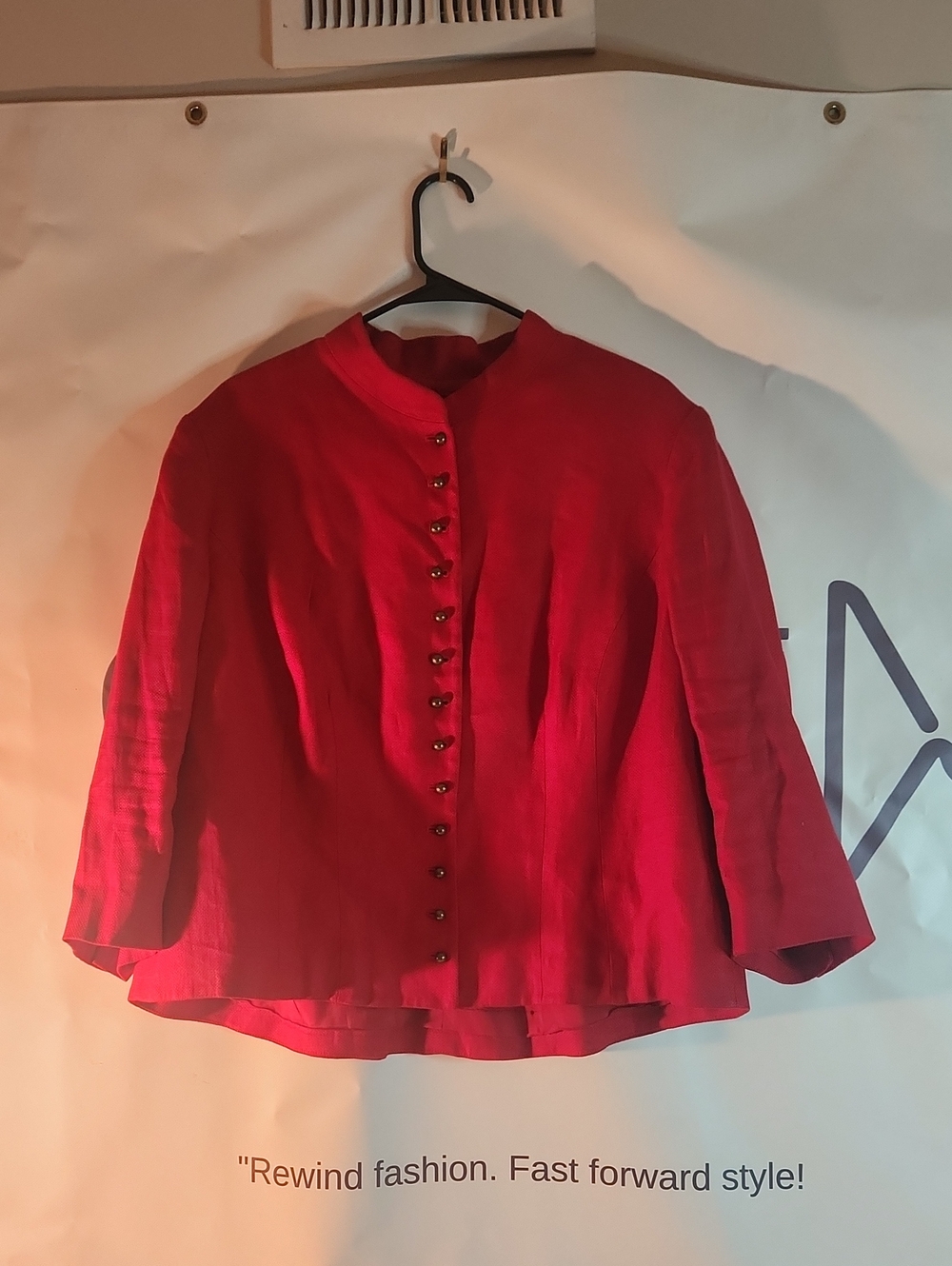 Lauren Ralph Lauren Red Button-Front Linen Jacket Top